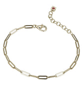Silver and 18K Gold Plated Paperclip Chain Bracelet- 8"